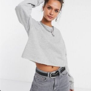 Topshop | Gray Cropped Sweater Top New With Tags NWT Oversized Size 12